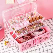 Childrens hair accessories storage box girls baby hairpin rubber band hairpin hairpin makeup cute headband jewelry box