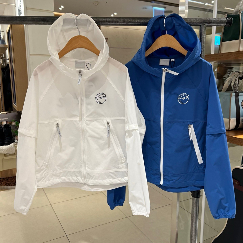 Women's 26 Early Spring New Golf Clothing Versatile Zippered Hooded Long-Sleeved Jacket Loose Letter Windproof Top