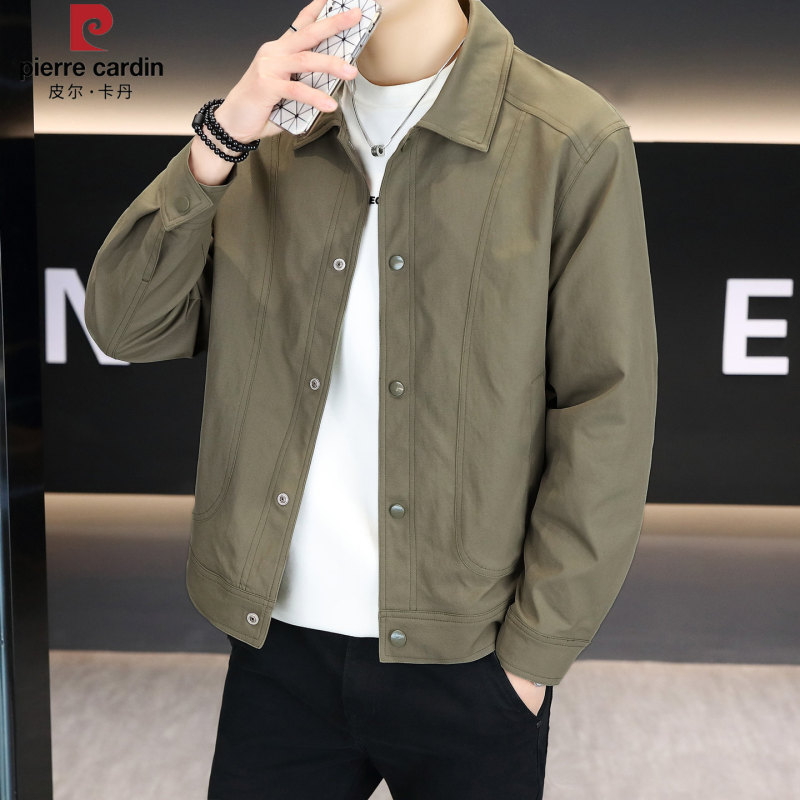 Pierre Cardin Lapel Solid Color Jacket Men's 2026 Spring and Autumn Casual Style Business Short Coat Men's Top