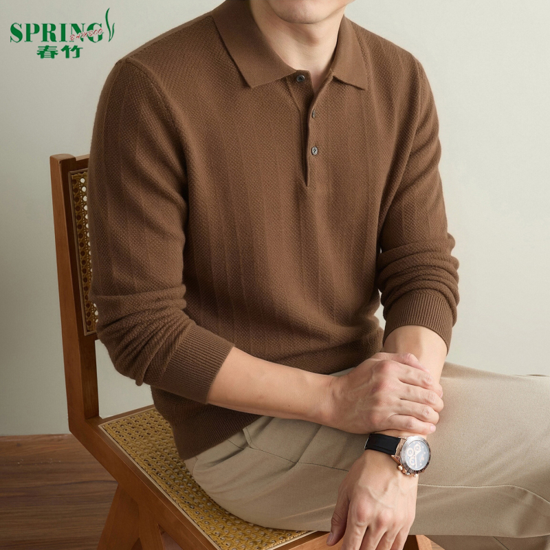 Chunzhu 2026 Autumn New Knitted Sweater Men's Turn-Down Collar Middle-Aged Business Casual Wool Base Layer Polo Shirt Chunzhu 2026 Autumn New Knitted Sweater Men's Turn-Down Collar Middle-Aged Business Casual Wool Base Layer Polo Shirt