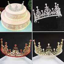 Multi-diamond bridal tiara birthday flowers large crown pearls Korean jewelry-style ornaments cake decoration and baking