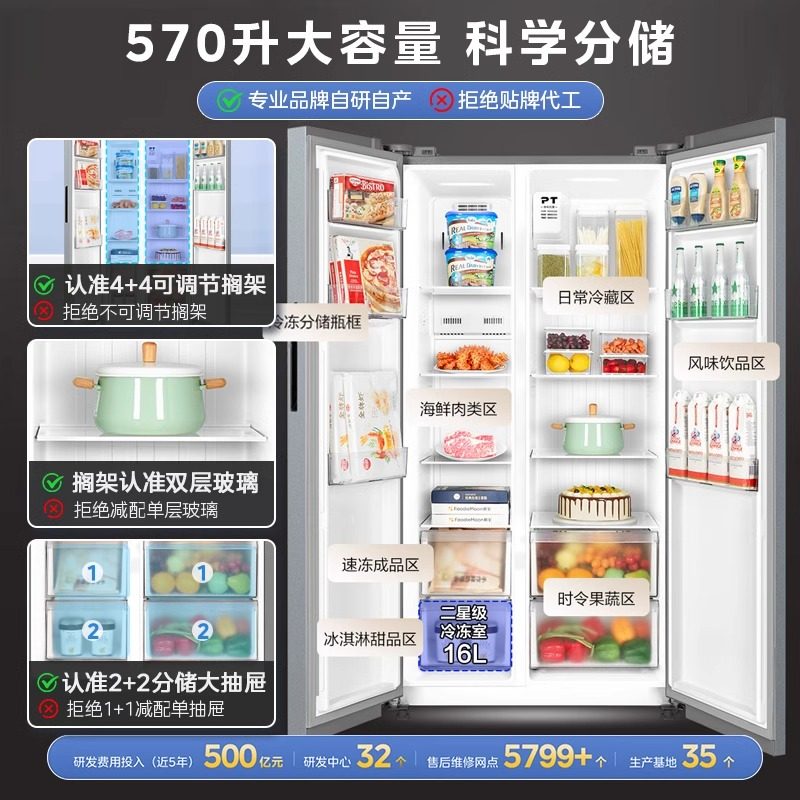 美的BCD-570WKPM(E)冰箱图片