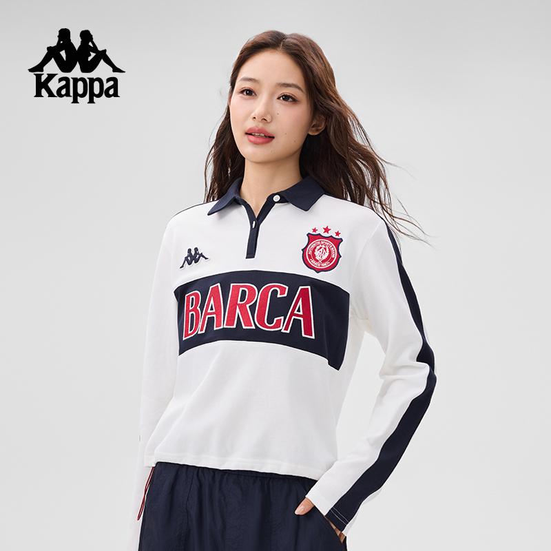 Kappa Back-To-Back Sports Long-Sleeved Polo Shirt for Women 2026 New Style Lapel T-Shirt Breathable Versatile Top