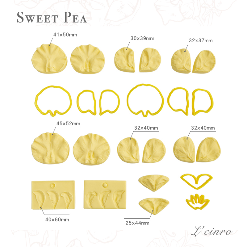 L'Cinro Original丨【Sweet Pea】Clay Fondant Flower Full Set Pattern Cutting Dies L'Cinro Original丨【Sweet Pea】Clay Fondant Flower Full Set Pattern Cutting Dies