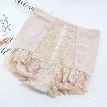 Korean soft and exquisite lace tummy-tightening butt-lifting seamless hip-covering mid-high waist large size shaping thin boxer briefs for women
