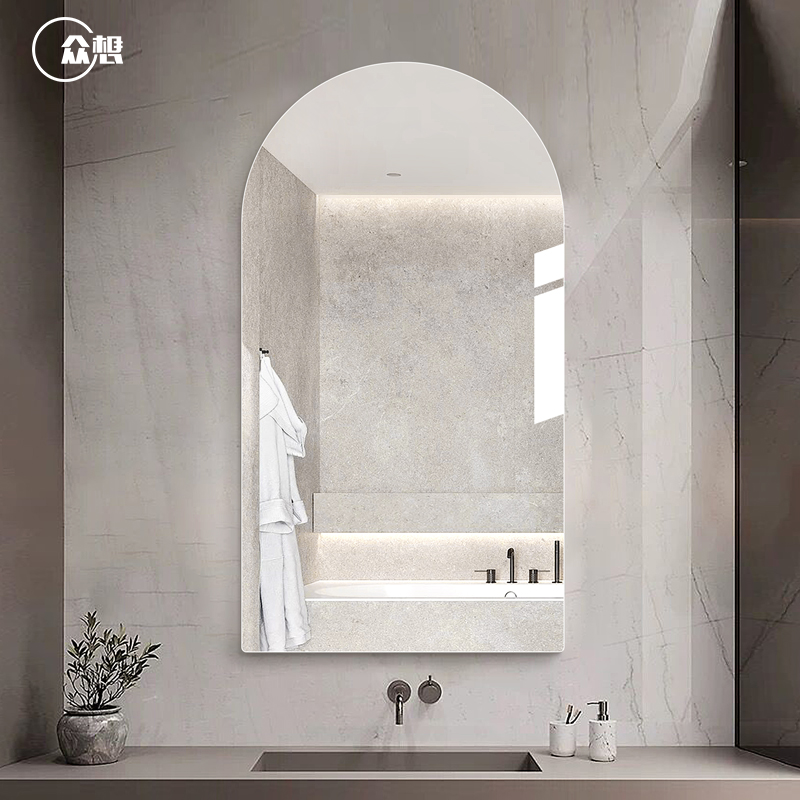 All want Nordic frameless bathroom mirror arch-type dressing room mirror wall-mounted toilet wall-mounted toilet mirror ins wind