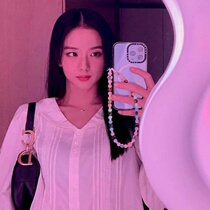 KKBEAD Japanese and Korean style JISOO Kim Ji-soos same gradient color small fresh mobile phone hanging chain texture crystal lanyard