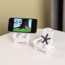 Mediterranean creative wooden beach chair ornaments mobile phone holder home living room childrens room decoration photography props