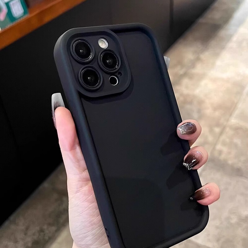 Jingjiao [New Model with High Aesthetic Value] Silicone Thickened Anti-Drop Phone Case for Apple 17, Niche Solid Color Simple iPhone 16 Pro Max Full Coverage 15 Soft Case 13 Black 14 Pro Female Plus