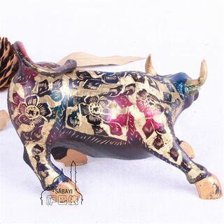 Pakistan hand-carved colorful copper bull, wealth transfer animal characteristic art craft gift