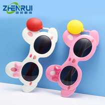 New Childrens Sunglasses Cute Cartoon Baby Sunglasses Soft Silicone Childrens Sunshade Glasses Anti-UV Cross-Border