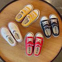 Childrens canvas shoes 2024 summer Korean version of small medium and large boys and girls sneakers magic sticker soft bottom baby toddler shoes trend