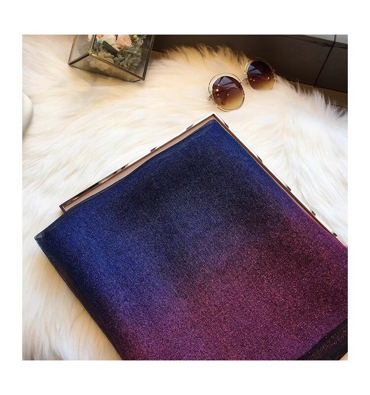 New Spring and autumn Korean style for ladies, jacquard satin, silk-like gradient scarf, fashionable and elegant scarf, shawl, beach blouse, Yiwu Wholesale Network pic 14
