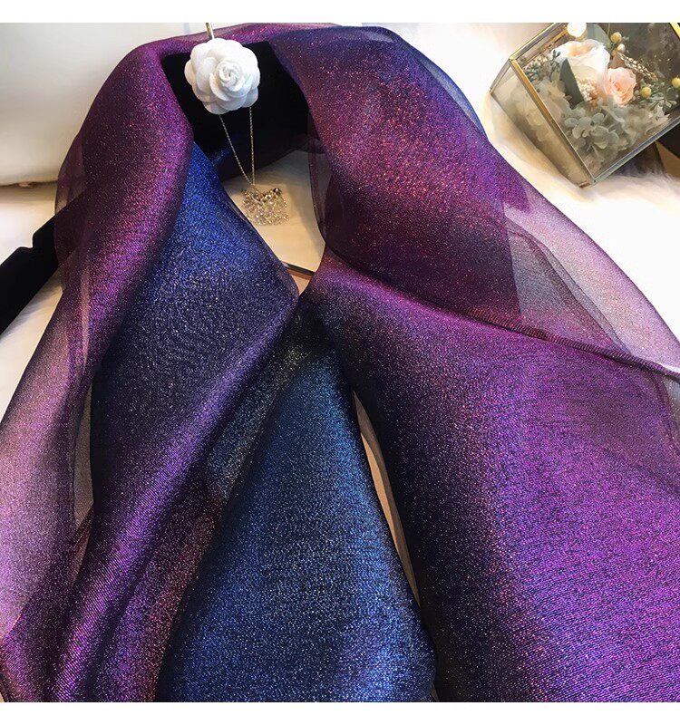 New Spring and autumn Korean style for ladies, jacquard satin, silk-like gradient scarf, fashionable and elegant scarf, shawl, beach blouse, Yiwu Wholesale Network pic 6