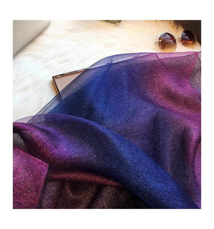 New Spring and autumn Korean style for ladies, jacquard satin, silk-like gradient scarf, fashionable and elegant scarf, shawl, beach blouse, Yiwu Wholesale Network pic 19