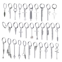 New Punk Stainless Steel Chain Hoop Earrings For Women Men 2