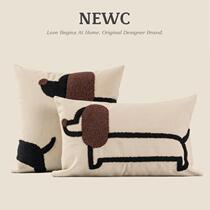 NEWC Xinchen Youpin ins cartoon cute dachshund dog pillowcase living room sofa bedroom tufted embroidered waist pillow