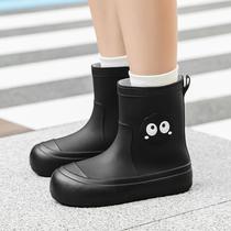 Childrens rain boots for boys and girls medium and large childrens rain boots womens waterproof anti-slip rubber shoes for school parent-child short-tube water shoes