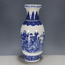 All old porcelain antique porcelain returned overseas Qing Dynasty Qianlong year blue and white figure eight immortals crossing the sea return vase