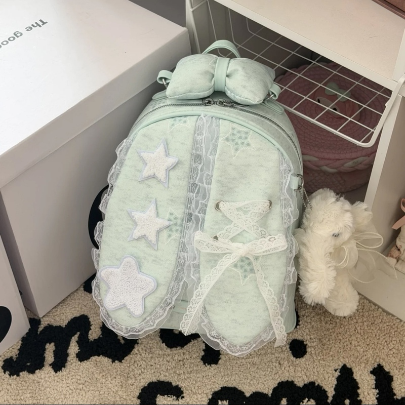 Trendy Sweet Lace Bow Backpack for Women, Large Capacity Student School Bag Trendy Sweet Lace Bow Backpack for Women, Large Capacity Student School Bag