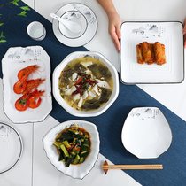 Special-shaped plates commercial household dishes white ceramic dinner plates hotel tableware restaurant-specific cold dishes