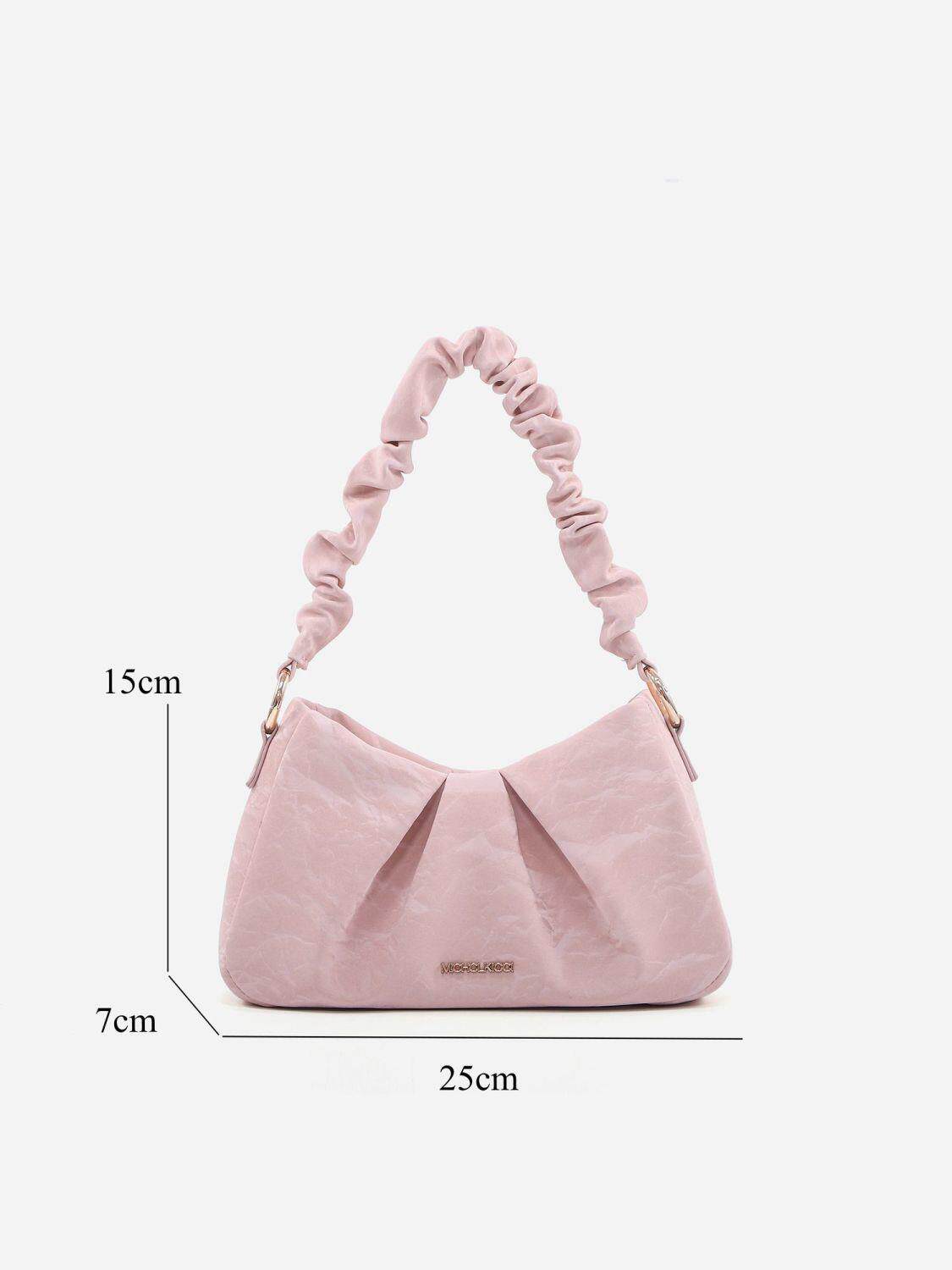 чемодан micherr2025新款流沙粉色褶皱云朵包女单肩手ins风夏天手提女包