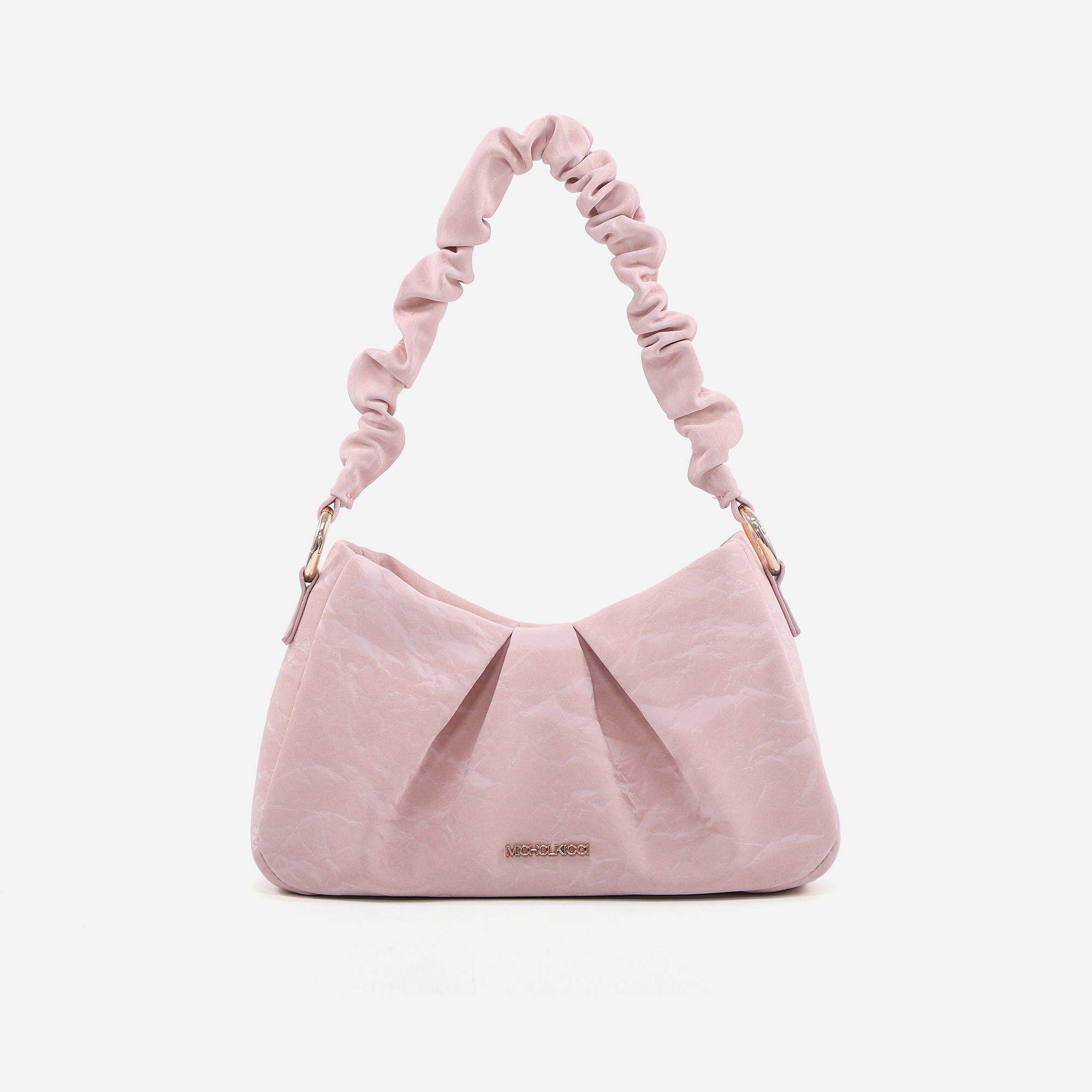 чемодан micherr2025新款流沙粉色褶皱云朵包女单肩手ins风夏天手提女包