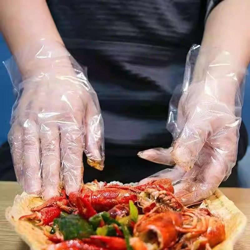 Disposable Gloves, Thickened Pe Type, Transparent Film Gloves, Food Grade, for Baking, Catering, Takeaway, Housework, Hand Protection, Wholesale