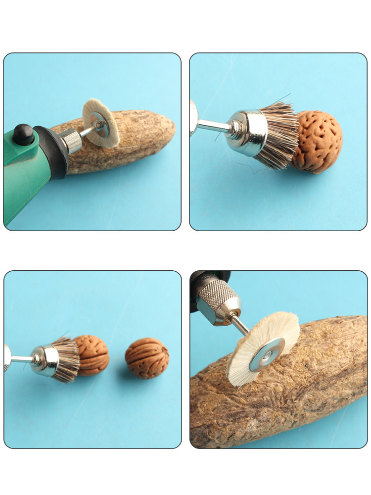 2.35 Steel Wire Brush T-Shaped Walnut Cleaning Tool Craft Steel Wire Brush Head Electric Grinding Brush Steel Wire Wheel Stainless Steel