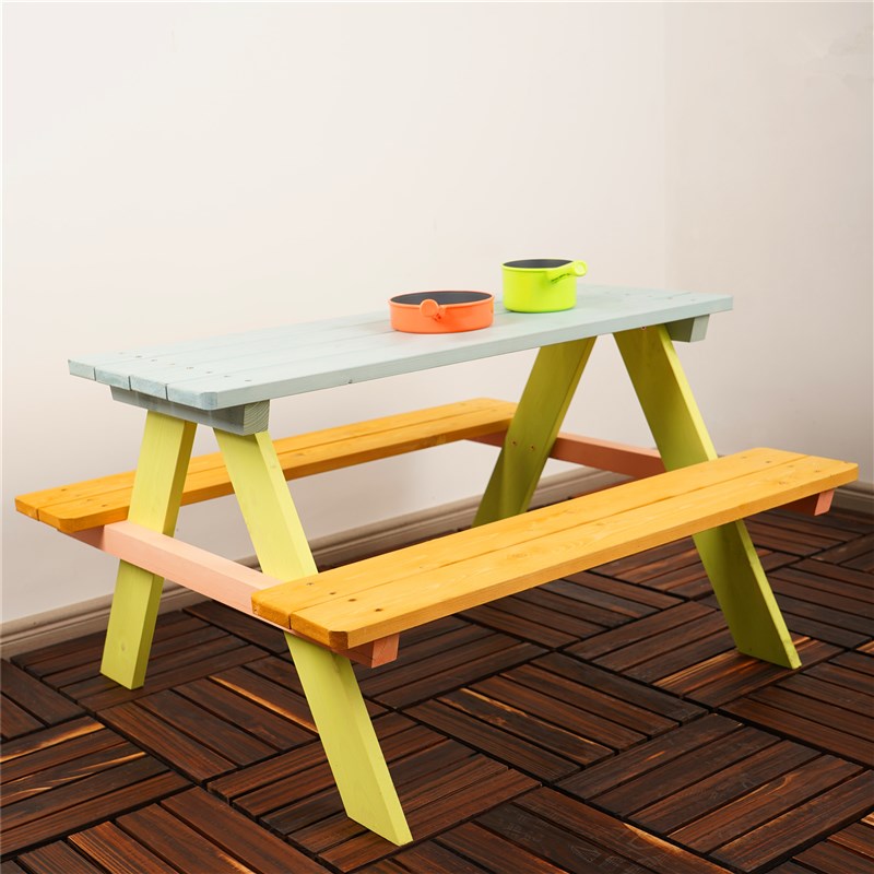 Solid wood outdoor table and chair combination courtyard children's picnic table kindergarten game table kit flower box combination