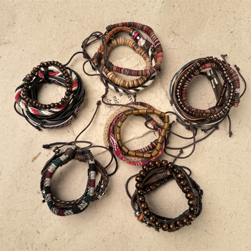 Handmade Bohemian Exotic Retro Ethnic Style Bracelets for Men and Women, Hand-Woven Multi-Layered Niche Bracelets