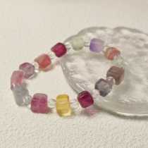 (Welfare model) Time for you natural fluorite sugar cube bracelet student party candy color warm palace stone gift to best friends