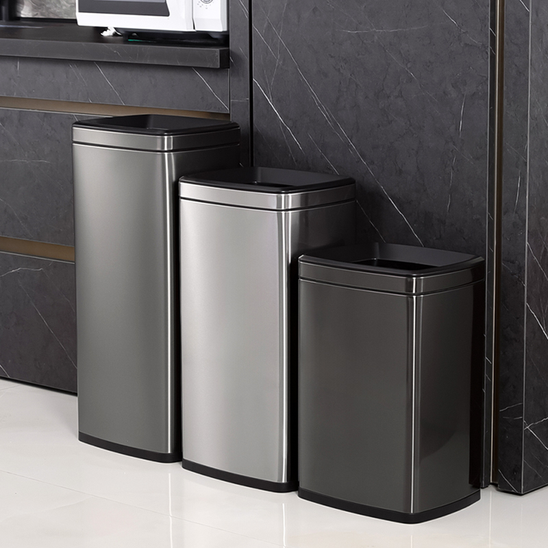 Stainless Steel Trash Can for Home Use in Living Room, Kitchen, Bathroom, Toilet, Lidless, Large, Commercial, Hotel, Office Wastebasket