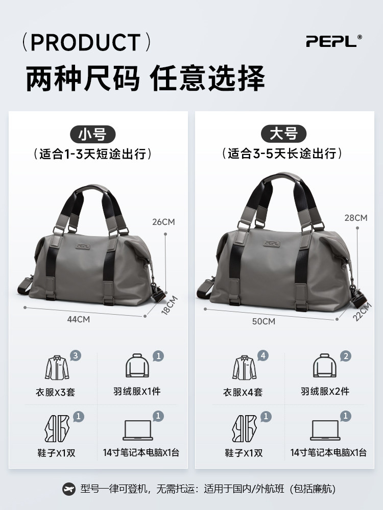 Portable Travel Bag Can Be Attached to a Trolley, Lightweight Large-Capacity Suitcase, Additional Bag for Business Trips, Boarding Bag for Men, Fitness