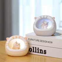 Childrens room bedside night light home furnishings study desk decoration small lamp resin craft gift fat cat night light