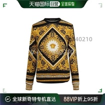 (Qingxin Mens Baroque Print Long Sleeve Shirt Round Neck