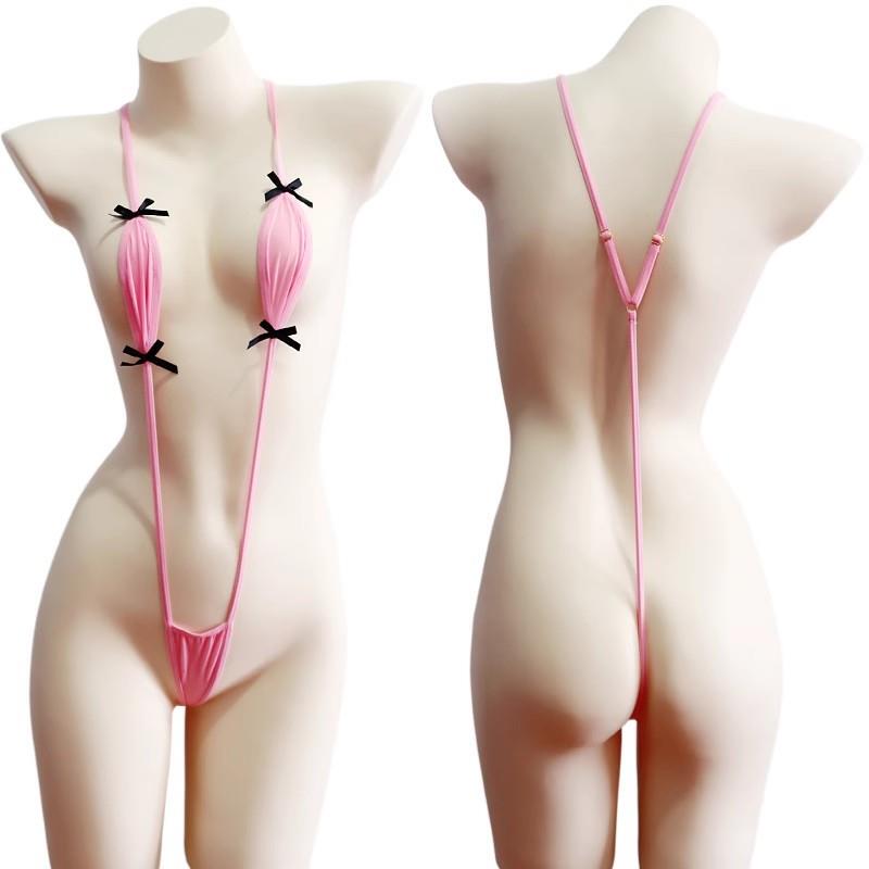 High-End Women's Thong with Open Crotch, Thin Strap, Breathable, Low-Waist Bikini, Sexy Studded Panties for Women