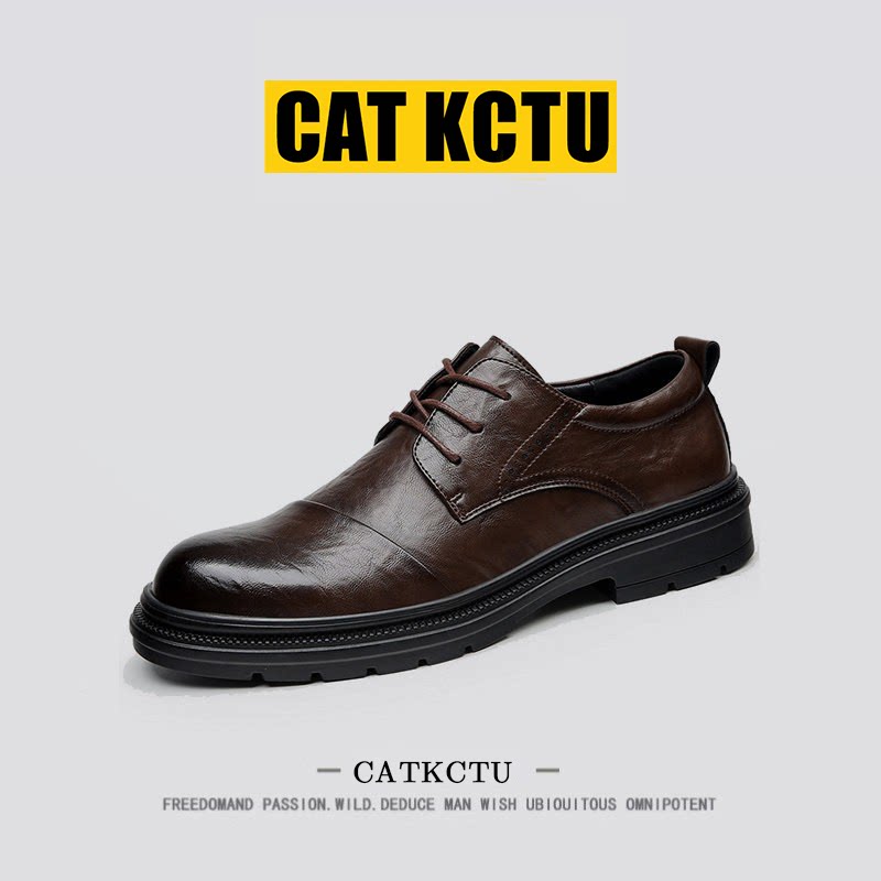 [Американская легкая роскошь] мужская кожаная обувь CATKCTU, большие размеры, новинка 2026 года, универсальная деловая повседневная официальная одежда, рабочая обувь