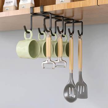 New direct-sale kitchen punch-free hook storage rack wall-mounted mug coffee cup storage rack hanging cabinet lower rack