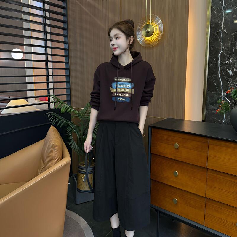 Yiyano Clothing Korean Style Autumn and Winter Loose Youthful Fashion Pullover Casual Letter Print Stylish Hooded Sweatshirt Yiyano Clothing Korean Style Autumn and Winter Loose Youthful Fashion Pullover Casual Letter Print Stylish Hooded Sweatshirt