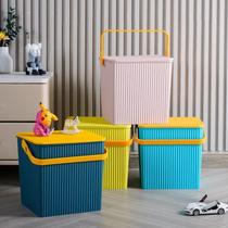 Plastic childrens toy storage box can sit with lid kindergarten storage bucket creative stool storage tube 2023 model