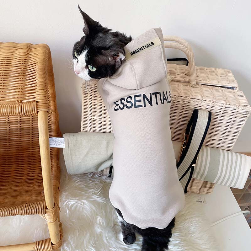 Autumn and Winter German Sphynx Cat Hooded Trendy Brand Sweatshirt Pure Cotton Terry Morandi Color