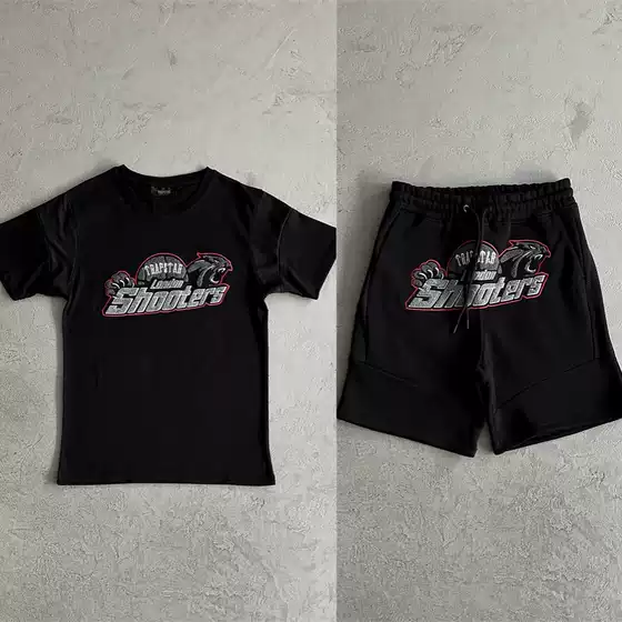 Trapstar Shooters Summer Short-Sleeved Shorts Suit T-Shirt Same Style as European and American Celebrities Ukdripdrill