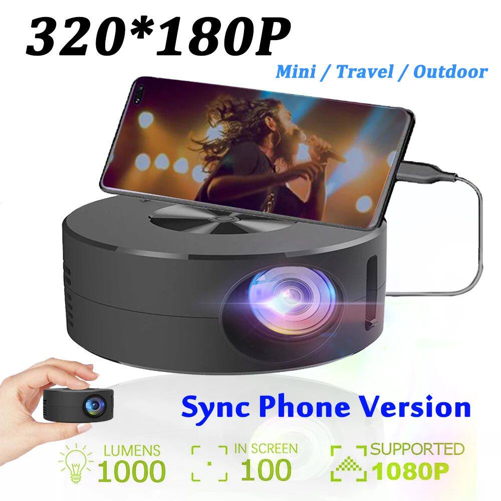 Mini Projector Screen 180P 4K Wire Projector Phone 360 Home