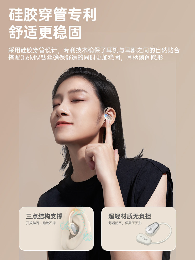 Soaiy Gd36 Bluetooth Earphones, Over-Ear Wireless, Non-In-Ear, Suitable for Running, Fitness, and Sports, Can'T Be Shaken Off