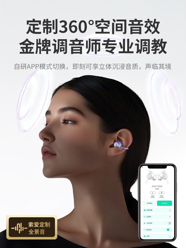 Soaiy Sony Ericsson Gk58 Ear Clip Wireless Bluetooth Headset Open-Type Non-In-Ear Running Sports 2025 New Model