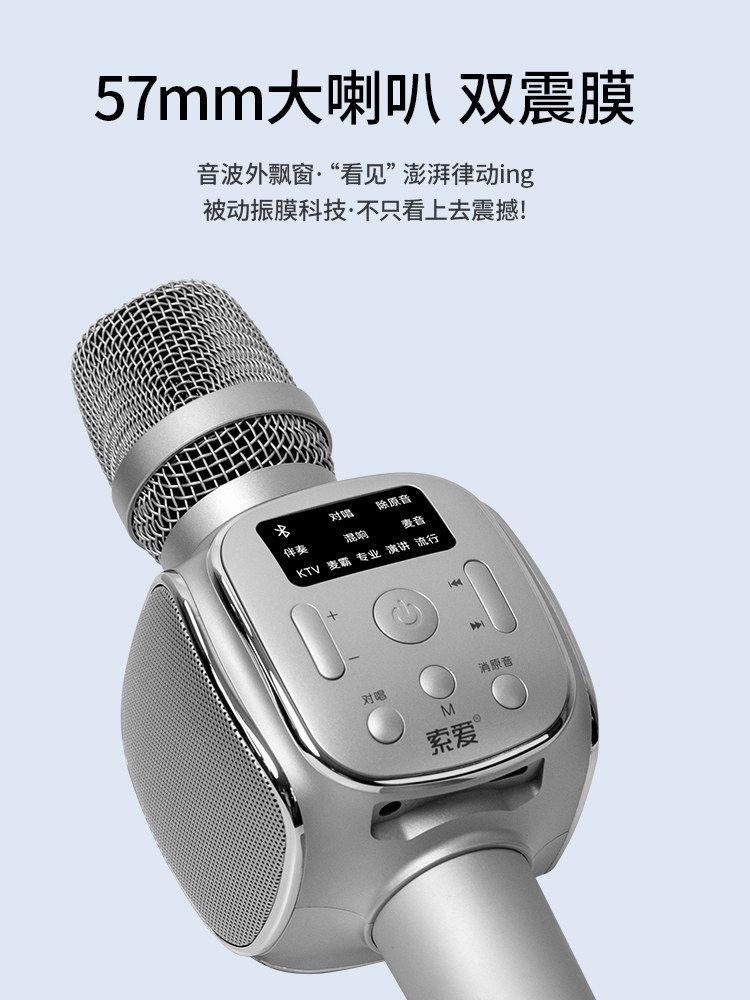 Soaiy Sony Ericsson Microphone and Speaker Integrated Microphone for Home Karaoke, Mobile Phone, Tv, Wireless Bluetooth, Home Ktv