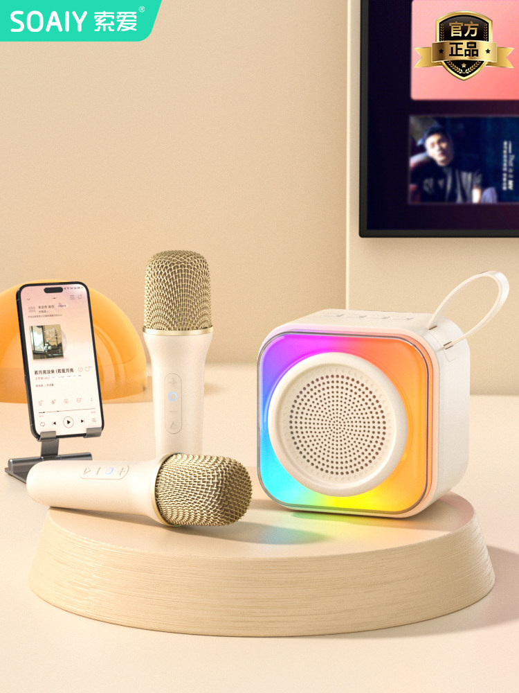 Soaiy Sk22 Microphone and Speaker Integrated Karaoke Machine Bluetooth Karaoke Machine for Kids and Family Ktv
