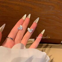 Silver Needle Ice Translucent Blue Gradient Love Stud Earrings for Women Sweet Light Luxurious High-Grade Atmosphere Earrings Simple and Unique Ear Accessories