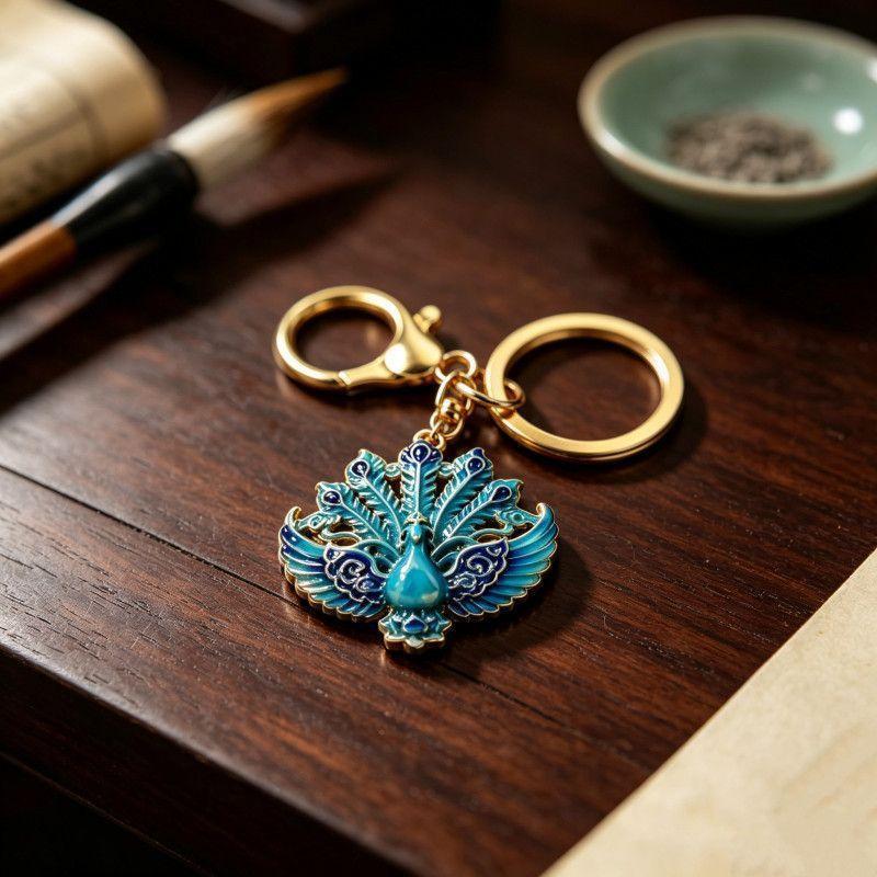 Enamel Blue Phoenix Wings Keychain, Simple Bag and Car Pendant, Niche High-Value Gift Enamel Blue Phoenix Wings Keychain, Simple Bag and Car Pendant, Niche High-Value Gift